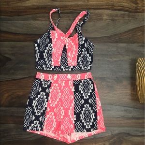 Cute matching crop top and high waisted short set